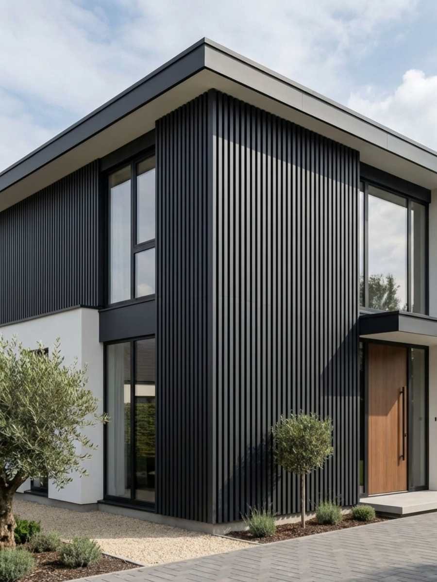Charcoal Batten Facade — Exterior Wall Cladding