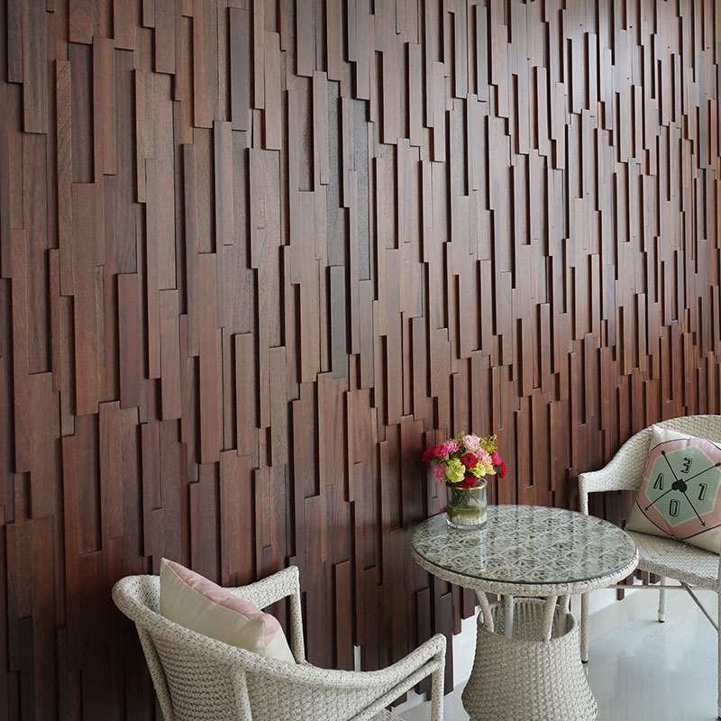 Lounge Accent Wall — Wooden Puzzle Panels